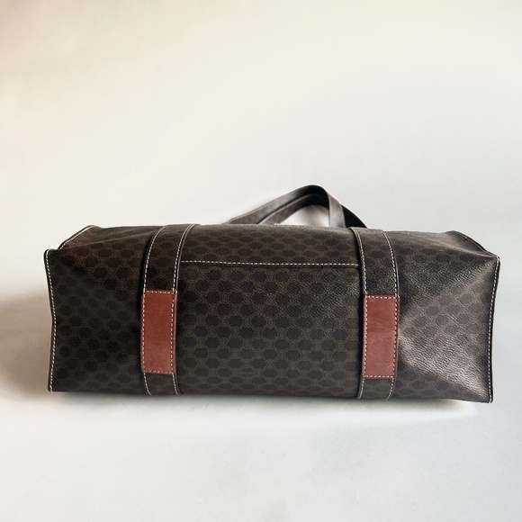 Celine Macadam Brown Tan Genuine Leather Hand Bag Shoulder Bag Business Bag - Picture 9 of 16